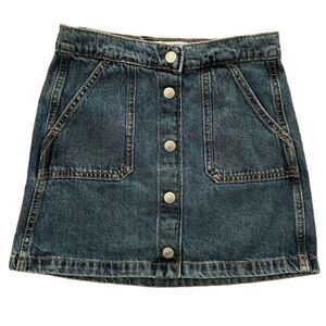 Old Navy Denim Blue Jean Short Skirt Girls Size L (10-12) Snap Front